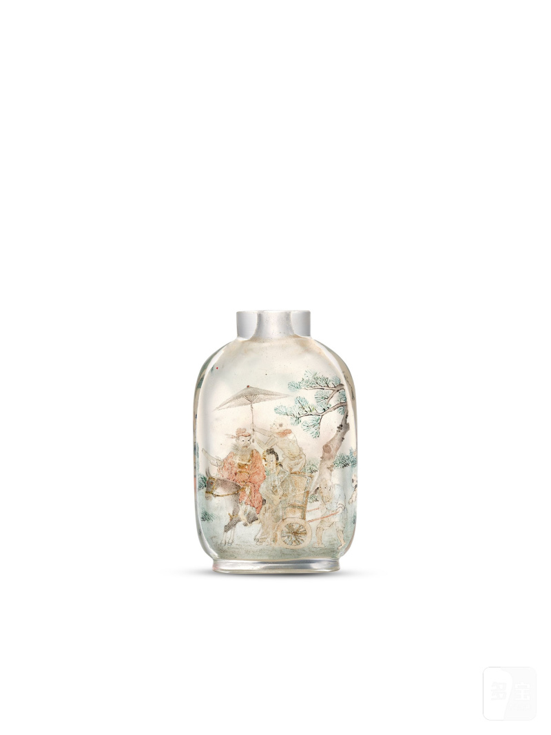 己亥年（1899）　葉仲三作玻璃內畫鍾馗嫁妹鼻煙壺 | AN INSIDE-PAINTED GLASS 'ZHONGKUI MARRYING OFF SISTER' SNUFF BOTTLE - 图4
